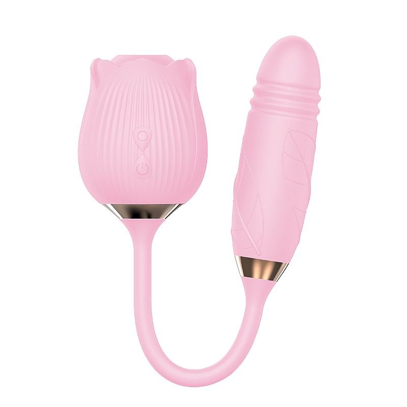 Vibrador de Ponto G e Clitóris com Vai e vem - Formato de Rosa - Hortênsia - Pink