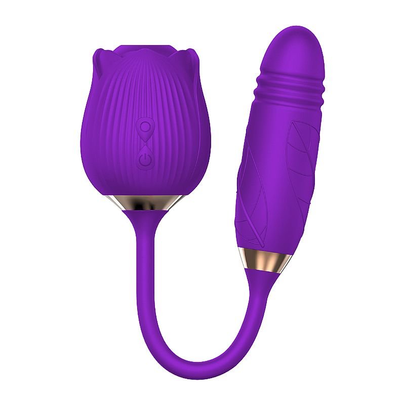 Vibrador de Ponto G e Clitóris com Vai e vem - Formato de Rosa - Hortênsia - Pink