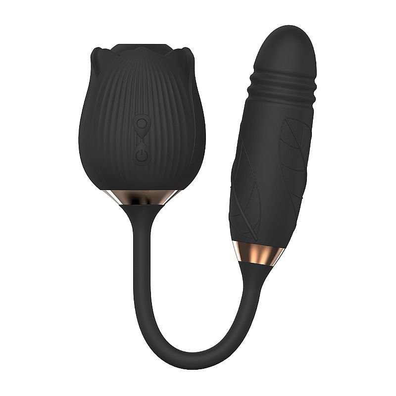 Vibrador de Ponto G e Clitóris com Vai e vem - Formato de Rosa - Hortênsia - Pink