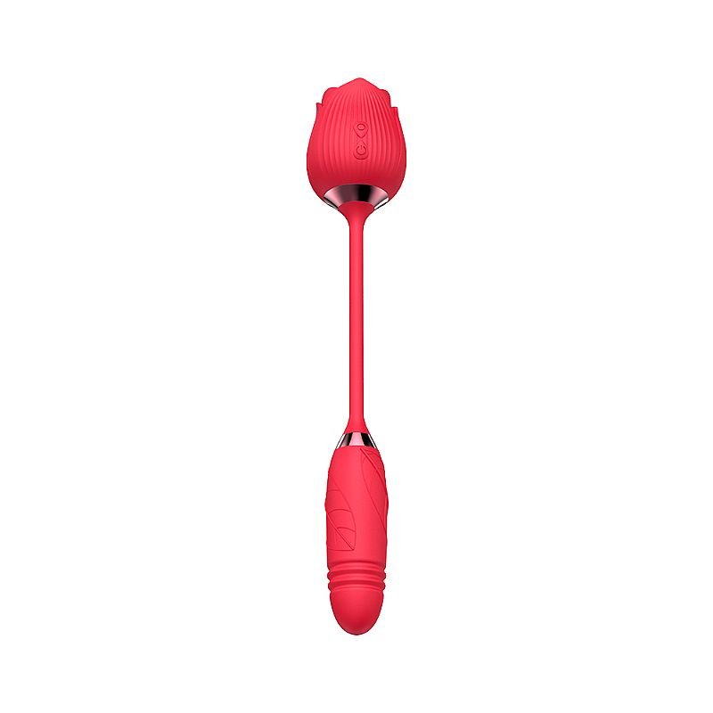 Vibrador de Ponto G e Clitóris com Vai e vem - Formato de Rosa - Hortênsia - Rosa