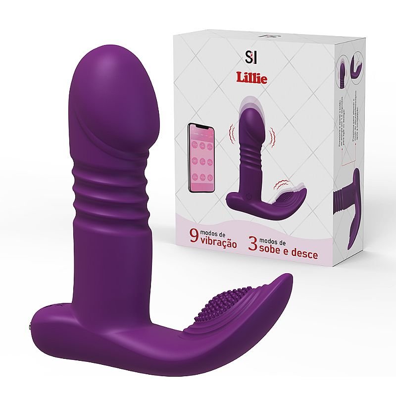 Vibrador de Ponto G e Clitóris com Vai e vem - Lillie - APP - Roxo