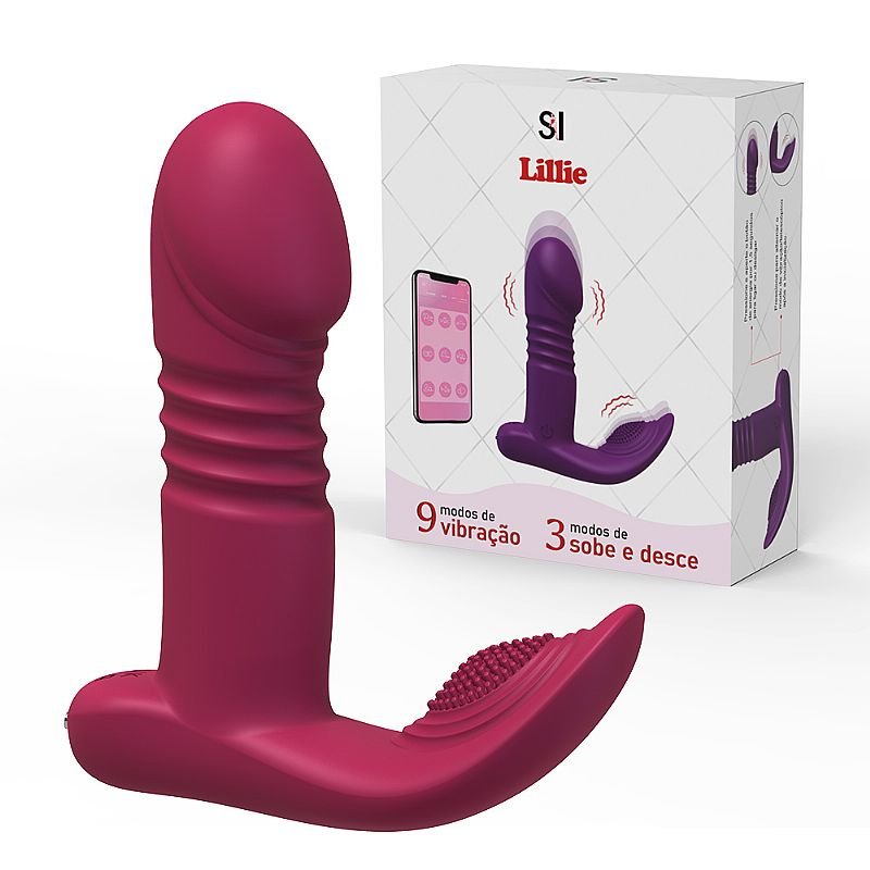 Vibrador de Ponto G e Clitóris com Vai e vem - Lillie - APP - Vermelho