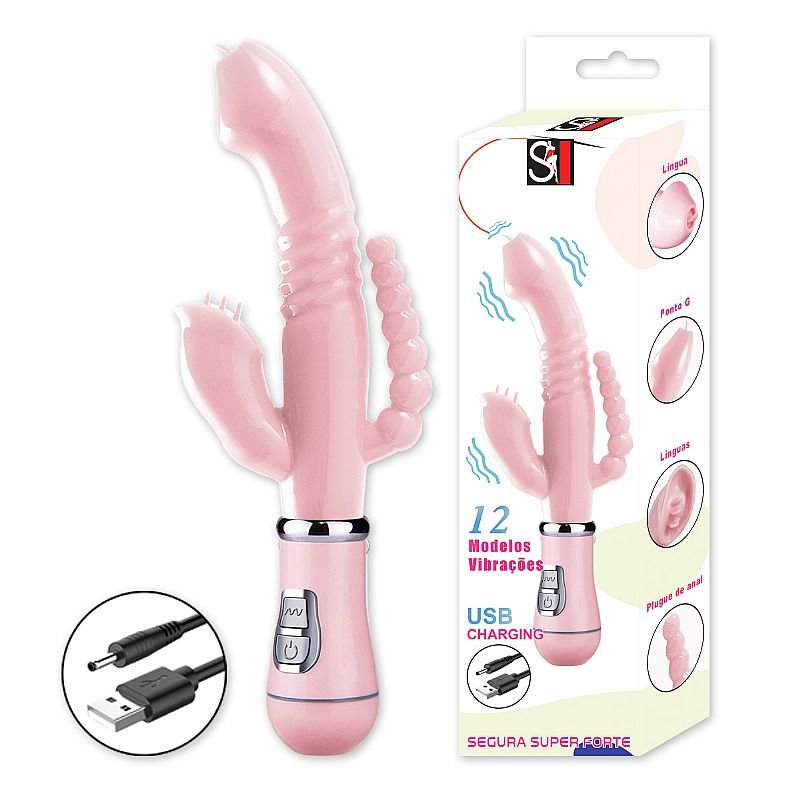 Vibrador de Ponto G e Clitóris - Jelly - Recarregável - 3 em 1 - Pink