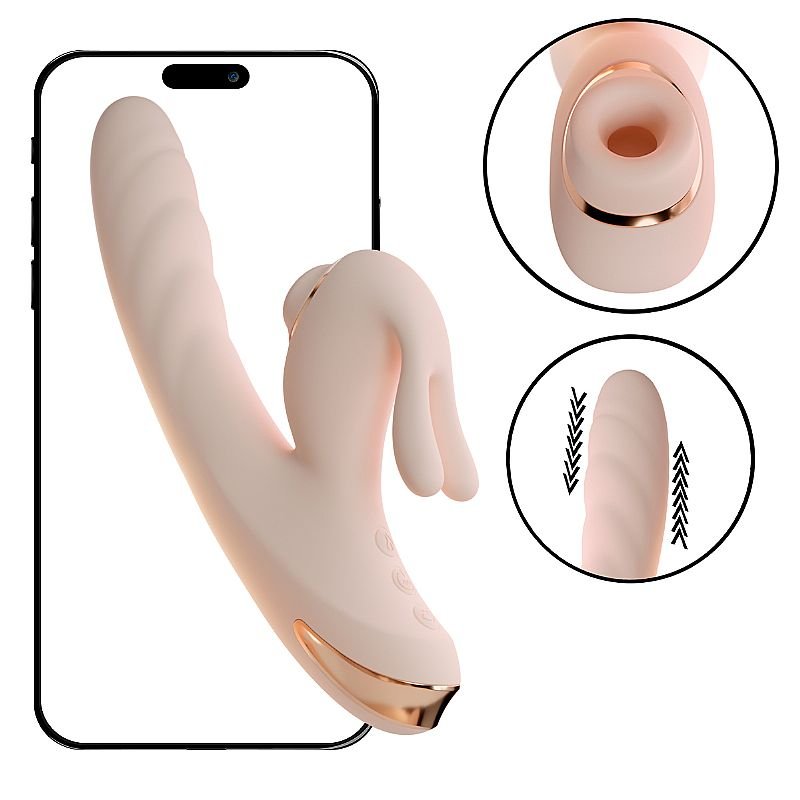 Vibrador de Ponto G e Clitóris / Pulsação com Vai e Vem / Aquecimento - 21,2 x 3,1cm - App