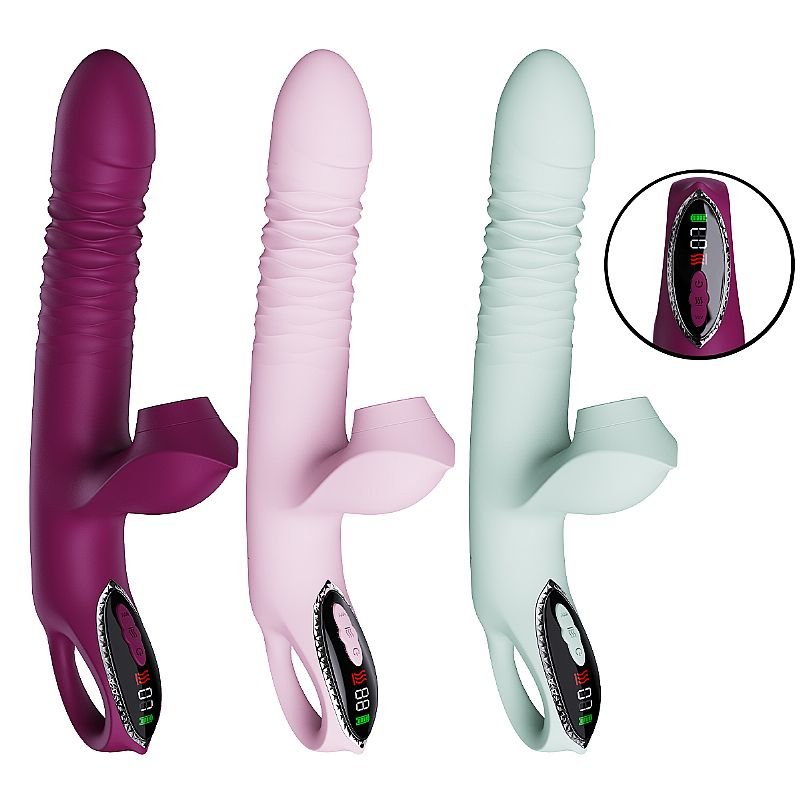 Vibrador de Ponto G e Clitóris / Pulsação com vai e vem - Com tela de LCD - Verde