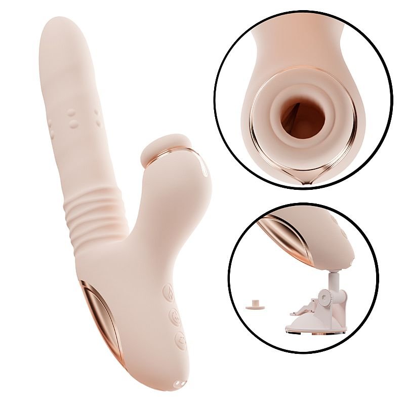 Vibrador de Ponto G e Clitóris / Pulsação com Vai e Vem Rotação / Aquecimento - 23,5 x 3,7cm - App