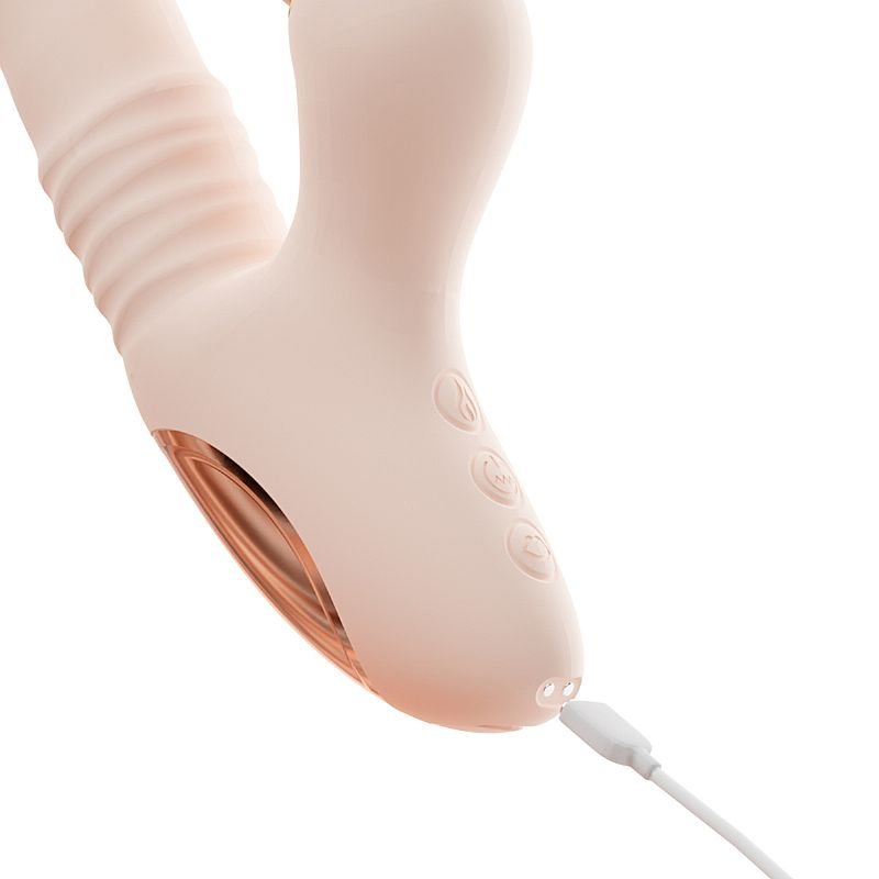 Vibrador de Ponto G e Clitóris / Pulsação com Vai e Vem Rotação / Aquecimento - 23,5 x 3,7cm - App