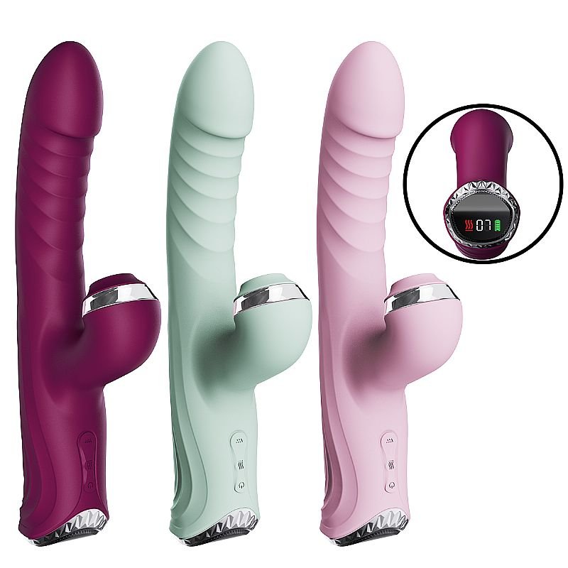 Vibrador de Ponto G e Clitóris / Pulsação e Vai e vem 2 - com tela de LCD - Rosa