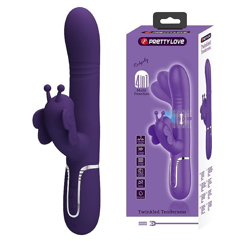 Vibrador de Ponto G e Clitóris / Pulsação - Vai e vem de Anel Twinkled - Pretty Love - Roxo