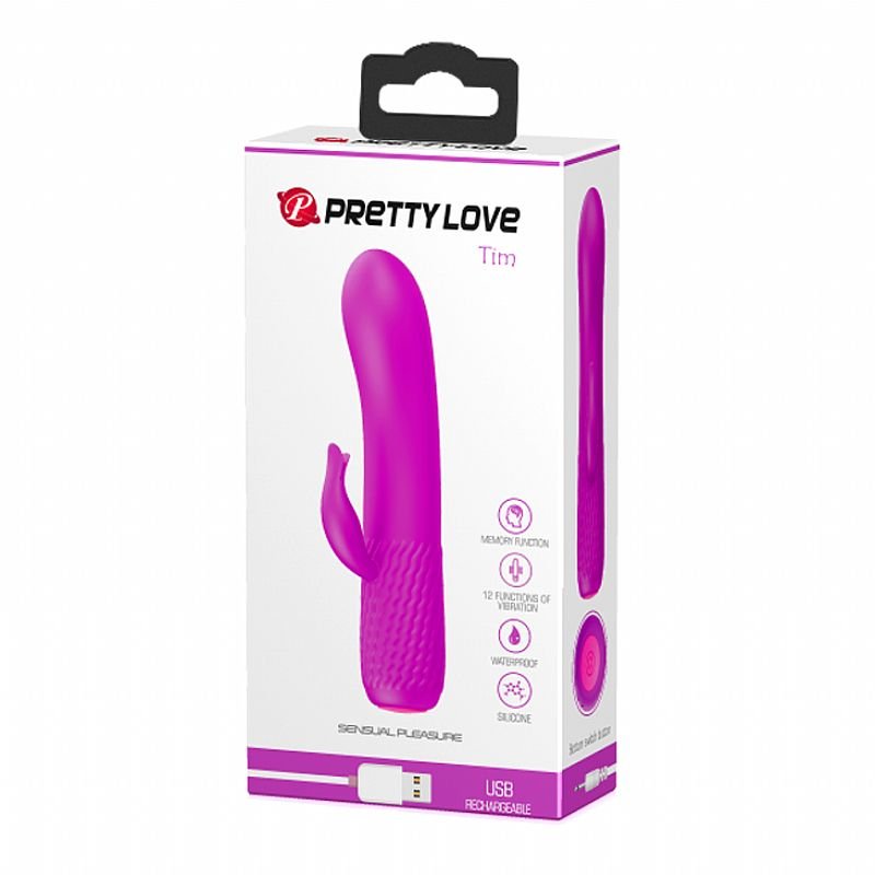 Vibrador de Ponto G e Clitóris - Recarregável - Tim - Pretty Love - Roxo