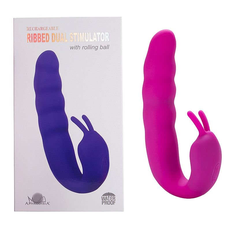 Vibrador de Ponto G e Clitóris - Ribbed Dual Mult velocidade - Aphrodisia - Roxo