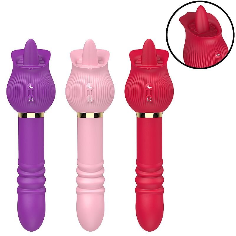 Vibrador de Ponto G e Clitóris / Rosa com Língua e Vai e vem - Jane - Rosa