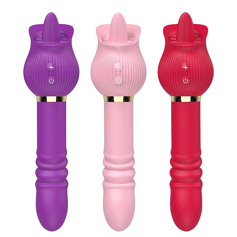 Vibrador de Ponto G e Clitóris / Rosa com Língua e Vai e vem - Jane - Rosa