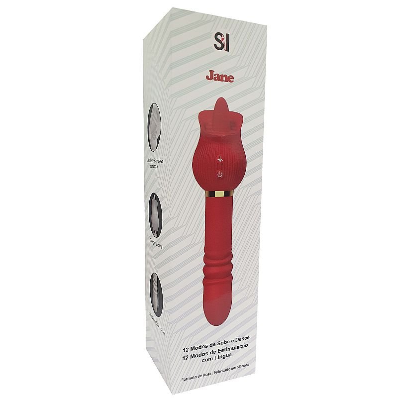 Vibrador de Ponto G e Clitóris / Rosa com Língua e Vai e vem - Jane - Rosa