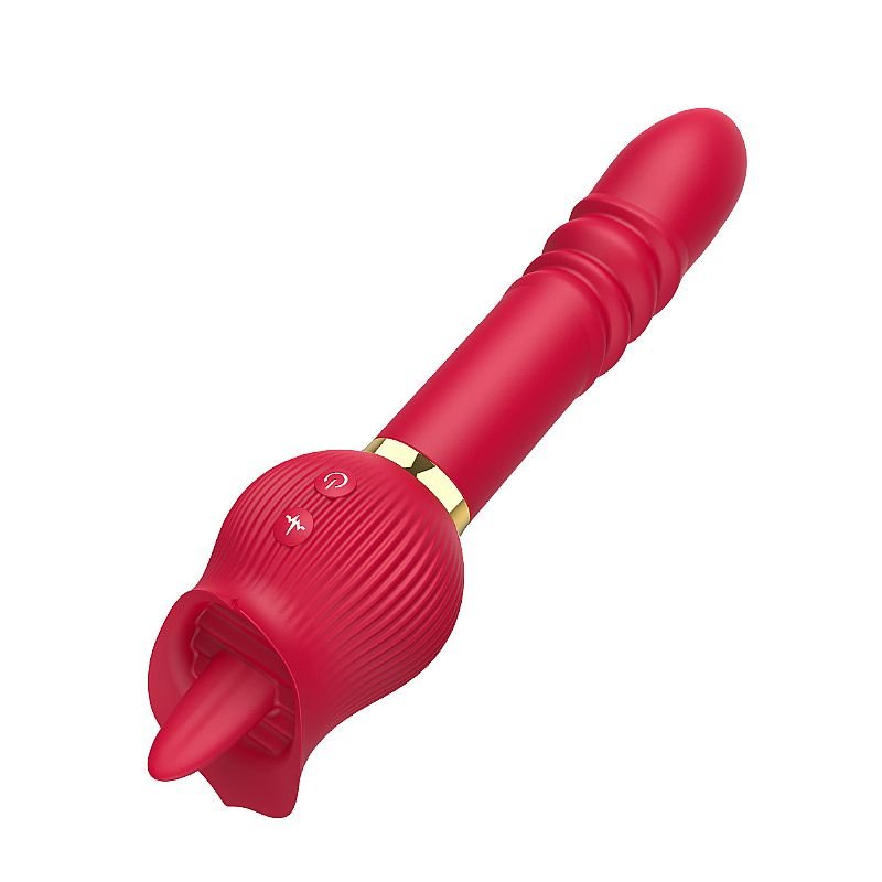 Vibrador de Ponto G e Clitóris / Rosa com Língua e Vai e vem - Jane - Vermelho