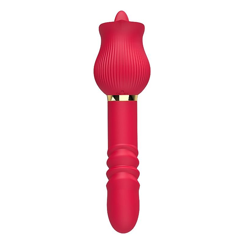 Vibrador de Ponto G e Clitóris / Rosa com Língua e Vai e vem - Jane - Vermelho