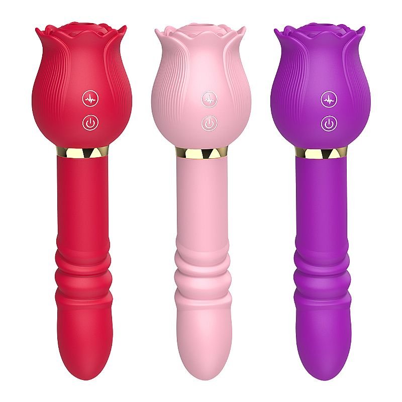 Vibrador de Ponto G e Clitóris / Rosa com Pulsação e Vai e vem - Christine - Vermelho