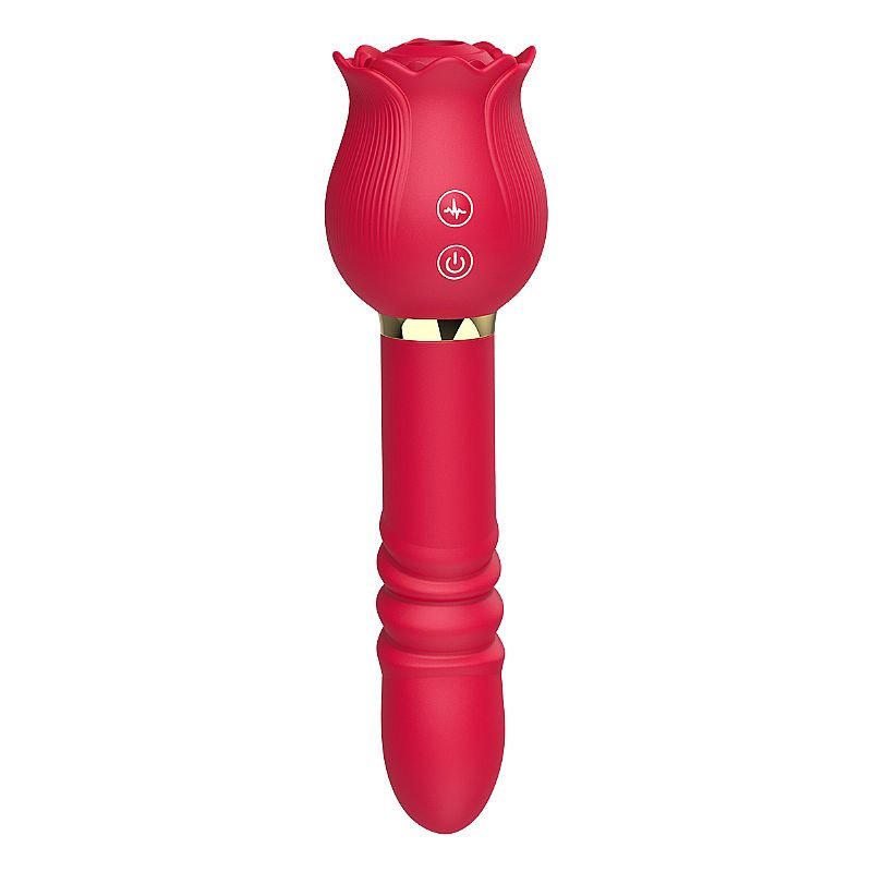 Vibrador de Ponto G e Clitóris / Rosa com Pulsação e Vai e vem - Christine - Vermelho