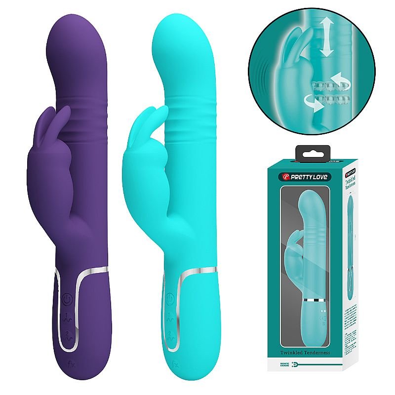 Vibrador de Ponto G e Clitóris - Vai e vem - Twinkled 2 - Pretty Love - Azul