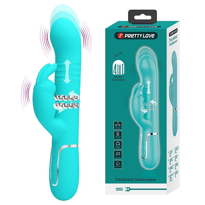 Vibrador de Ponto G e Clitóris - Vai e vem - Twinkled 2 - Pretty Love - Azul