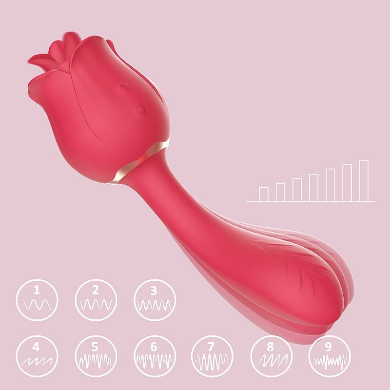 Vibrador de Ponto G e Estimulador com Língua - Formato de Rosa - PRO 2 - S-Hande