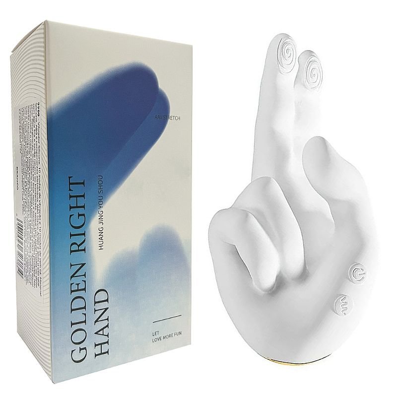 Vibrador de Ponto G Formato de Mão com Dedilhar / Vem Cá / com Aquecimento - Golden Right Hand - 16.6 x 6.4