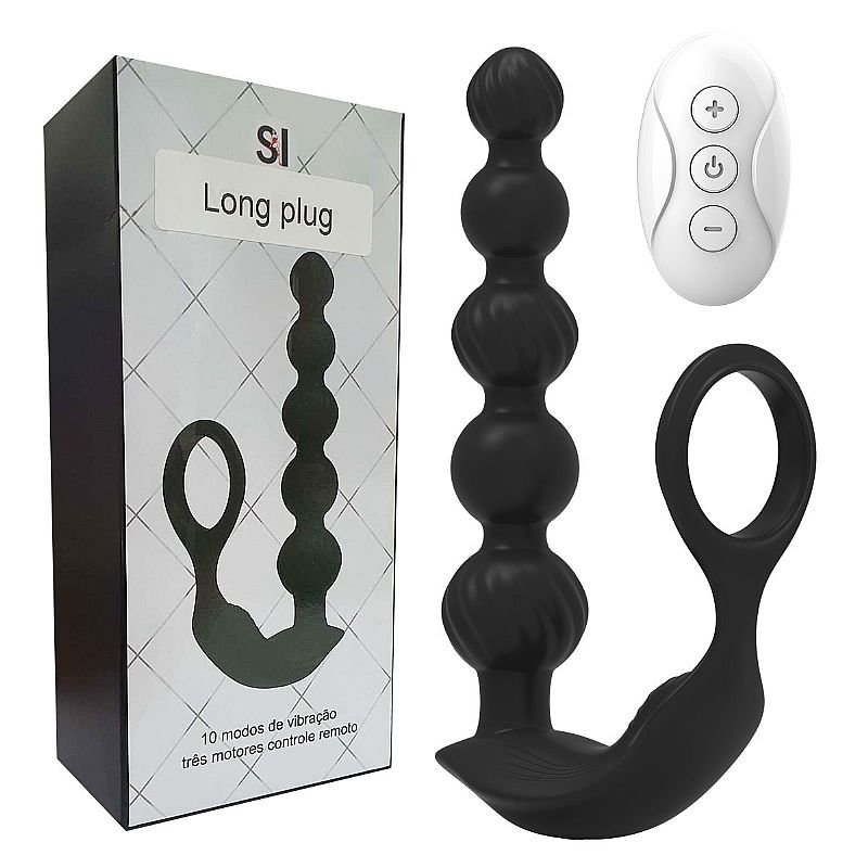 Vibrador de Próstata com Anel Peniano / com controle Remoto - Long Plug - ALWUP