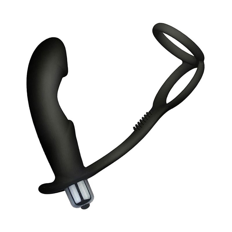 Vibrador de Próstata em Silicone com Anel Duplo / À Pilha