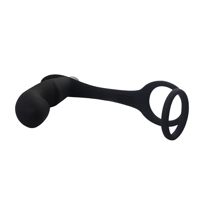 Vibrador de Próstata em Silicone com Anel Duplo / À Pilha