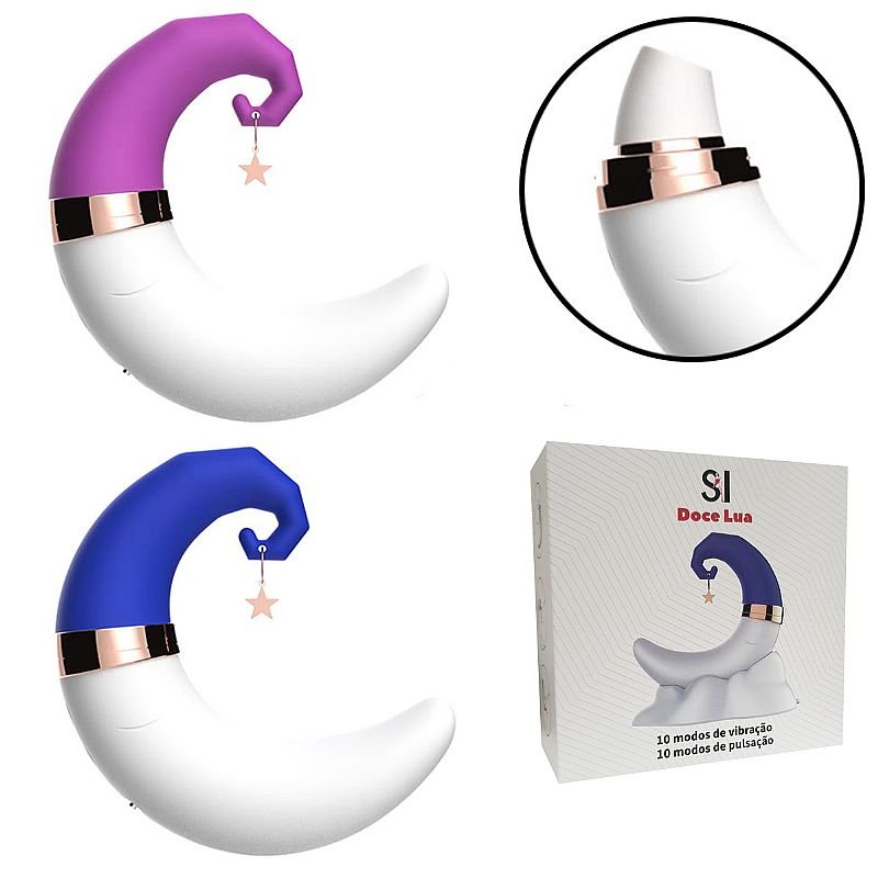 Vibrador de Pulsação com Ponto G - Lua - Azul