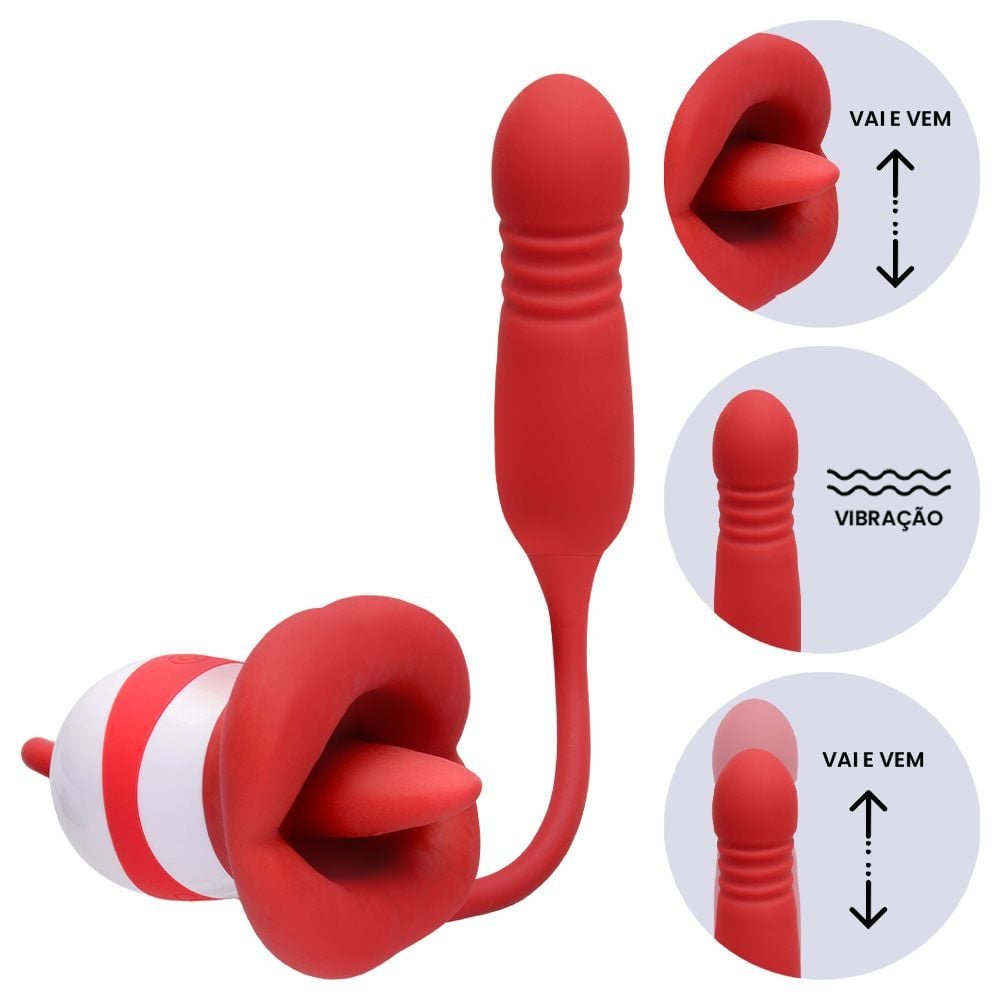 Vibrador Duplo Língua Vai Vem Ashlynn Pretty Love Vipmix