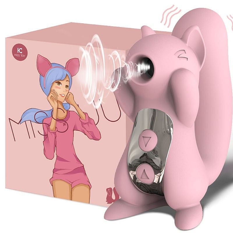 Vibrador em Silicone com pulsação - Formato Esquilo - Miss U - Kistoy - Laranja