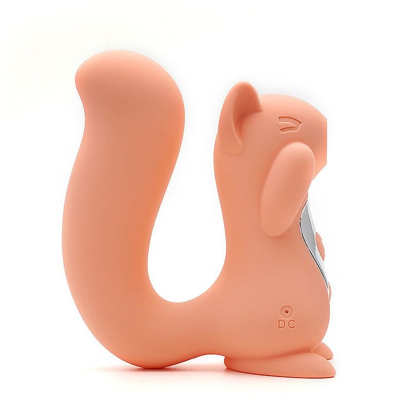 Vibrador em Silicone com pulsação - Formato Esquilo - Miss U - Kistoy - Laranja