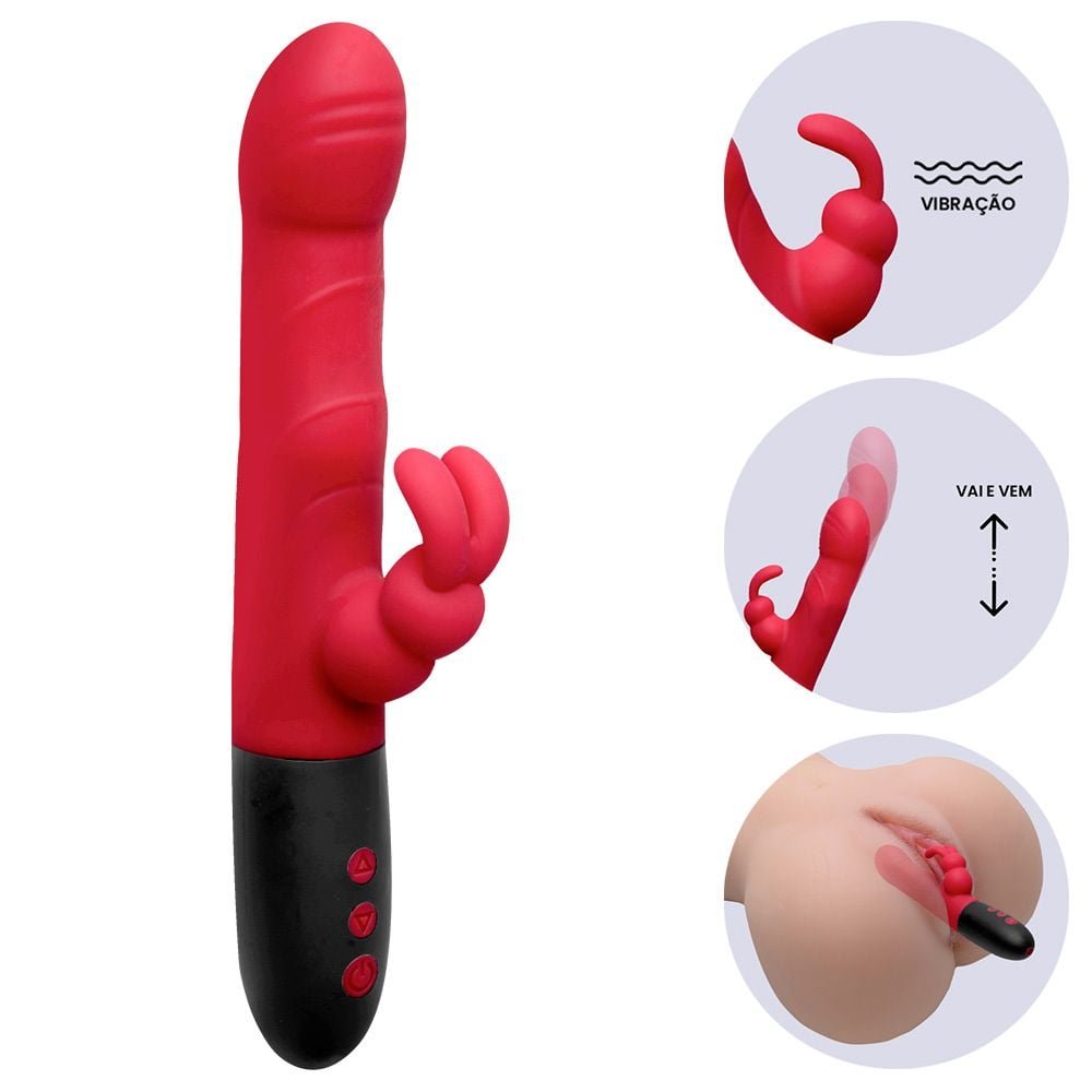 Vibrador Rabbit Vai E Vem 8 Vibrações Larry Vipmix