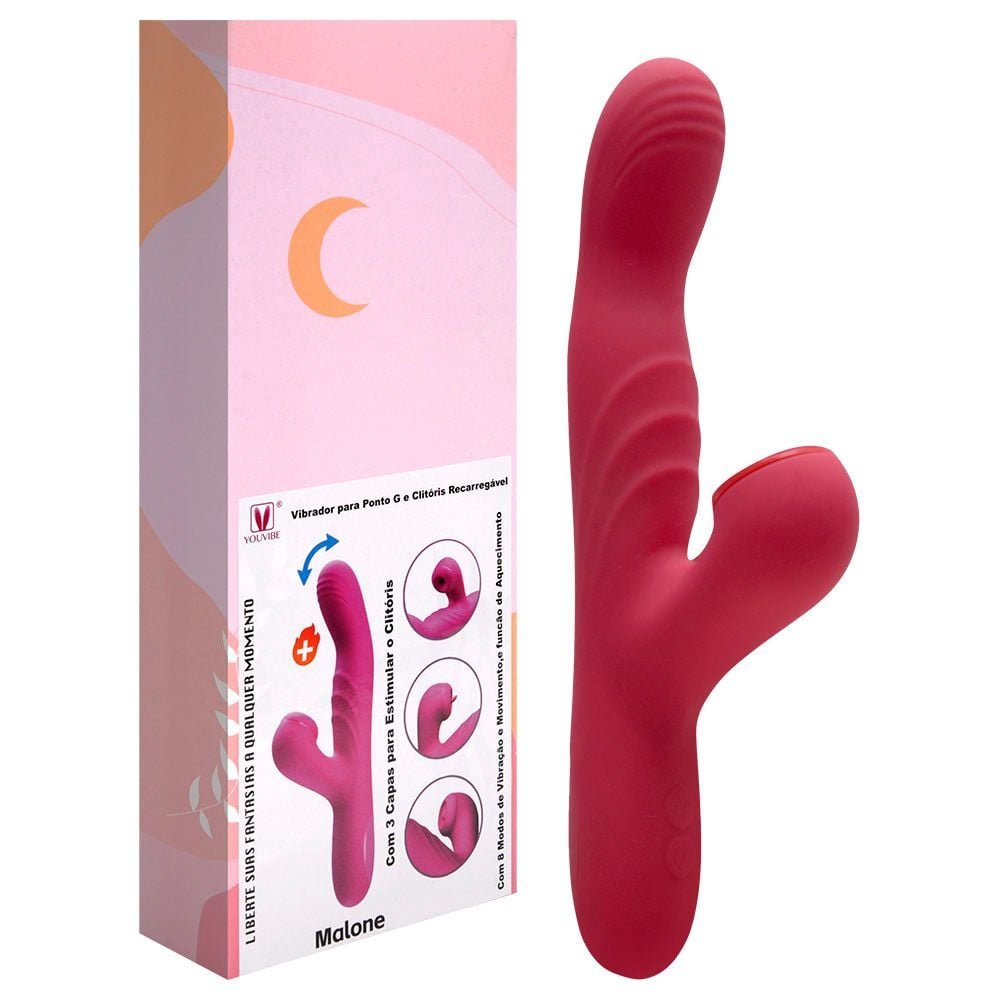 Vibrador Recarregável 8 Vibrações Aquece Malone Vipmix