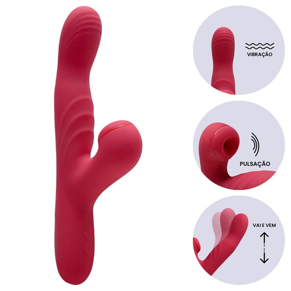 Vibrador Recarregável 8 Vibrações Aquece Malone Vipmix