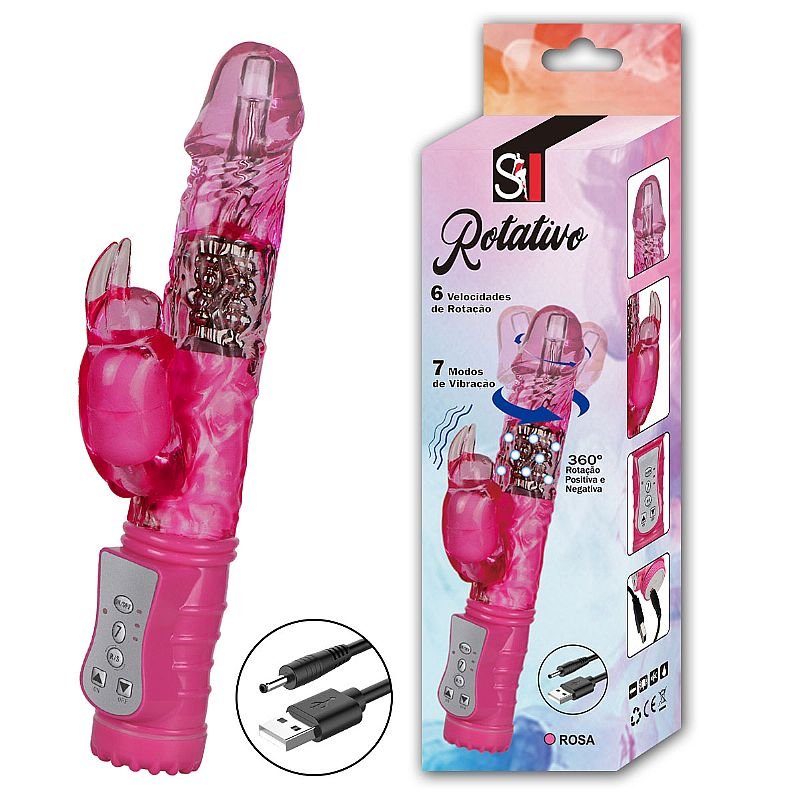 Vibrador Rotativo - 7 Vibrações com Rotação 360º - Recarregável - Rosa
