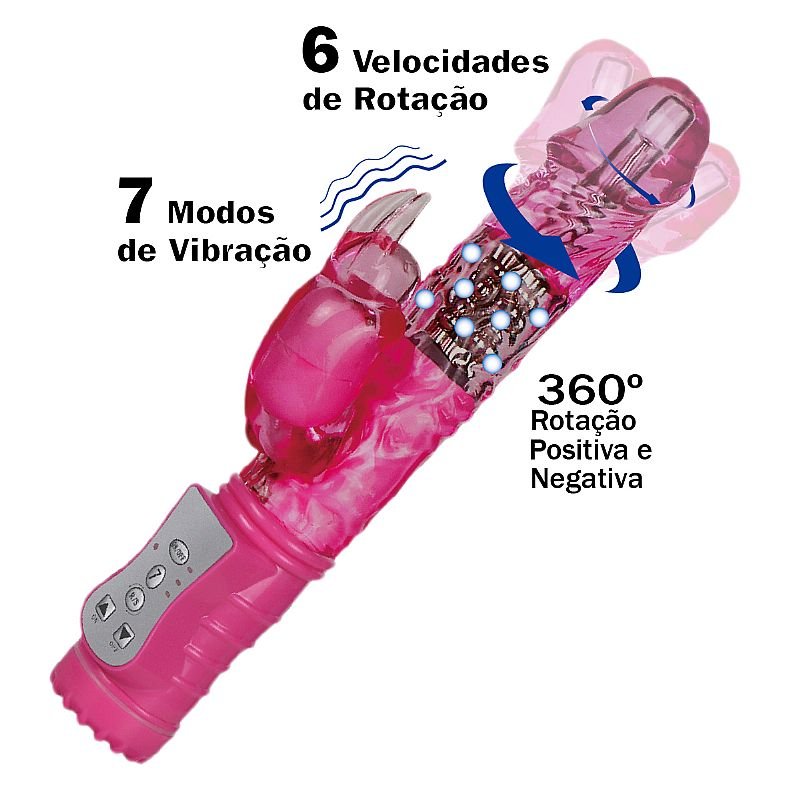 Vibrador Rotativo - 7 Vibrações com Rotação 360º - Recarregável - Rosa