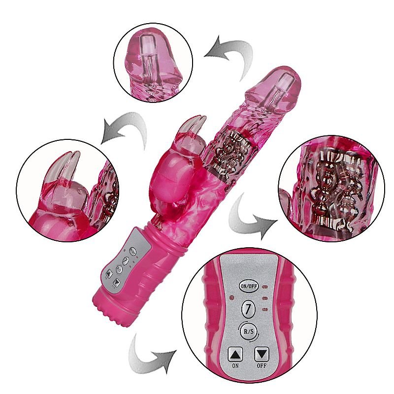 Vibrador Rotativo - 7 Vibrações com Rotação 360º - Recarregável - Rosa