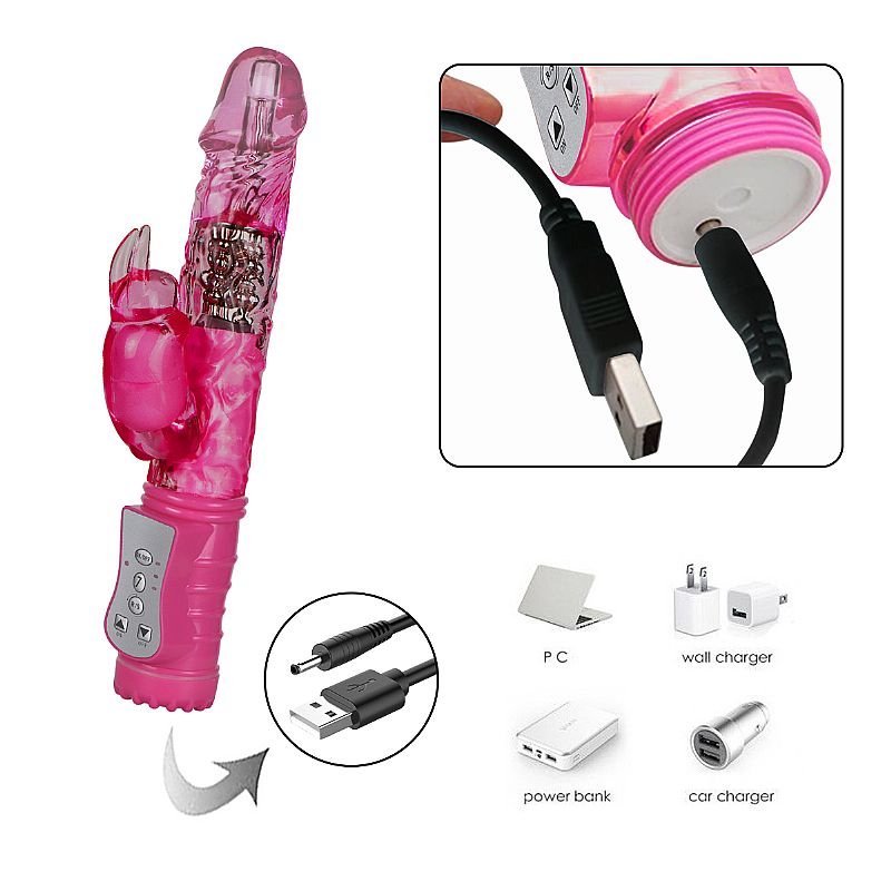 Vibrador Rotativo - 7 Vibrações com Rotação 360º - Recarregável - Rosa