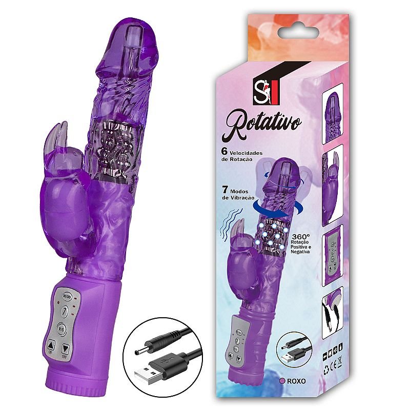 Vibrador Rotativo - 7 Vibrações com Rotação 360º - Recarregável - Rosa