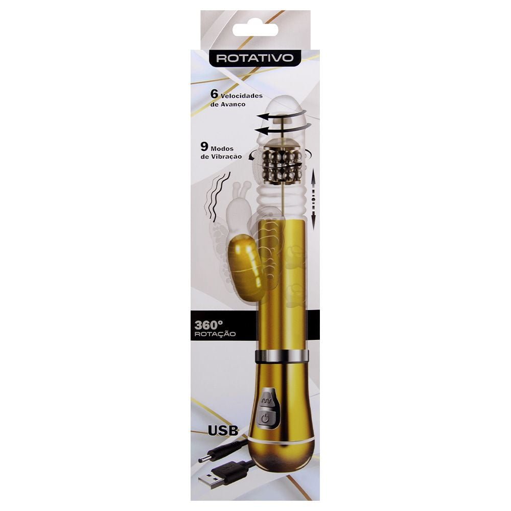 Vibrador Rotativo Borboleta Cromado Usb Sexy Import
