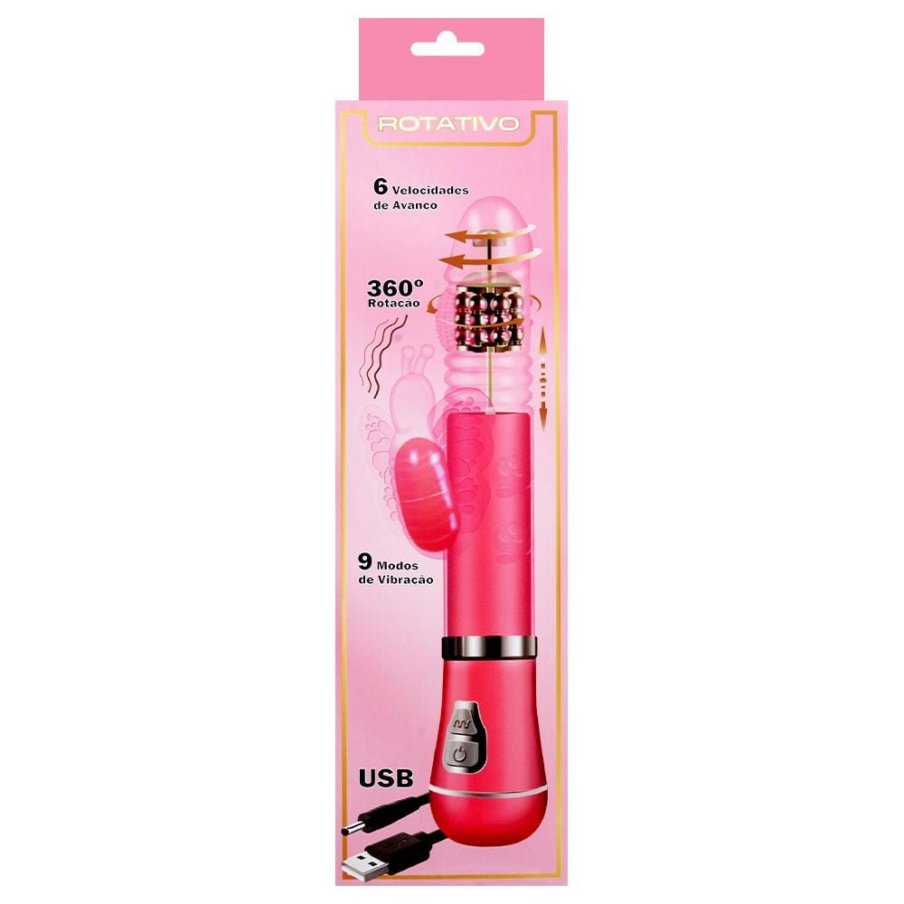 Vibrador Rotativo Borboleta Vai Vem Usb Sexy Import