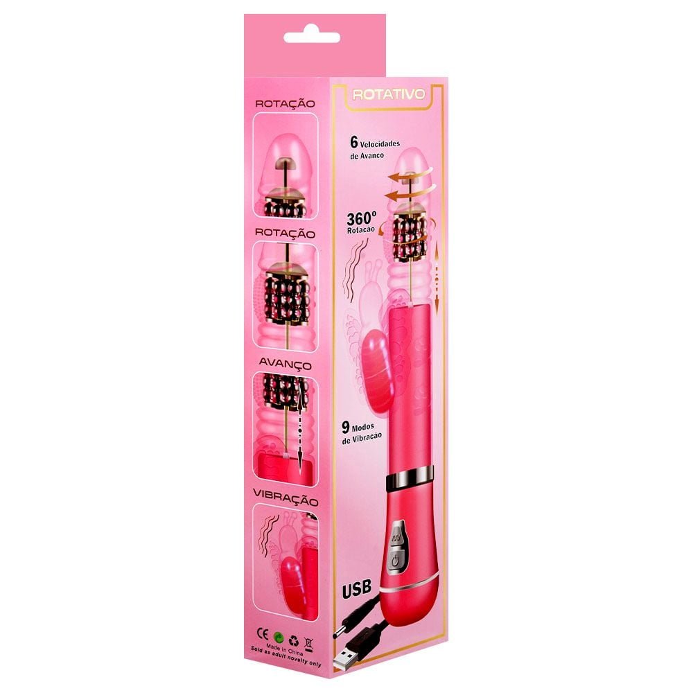 Vibrador Rotativo Borboleta Vai Vem Usb Sexy Import