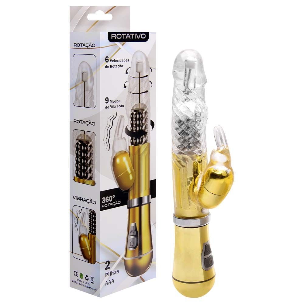 Vibrador Rotativo Coelho Cromado Pilha Sexy Import