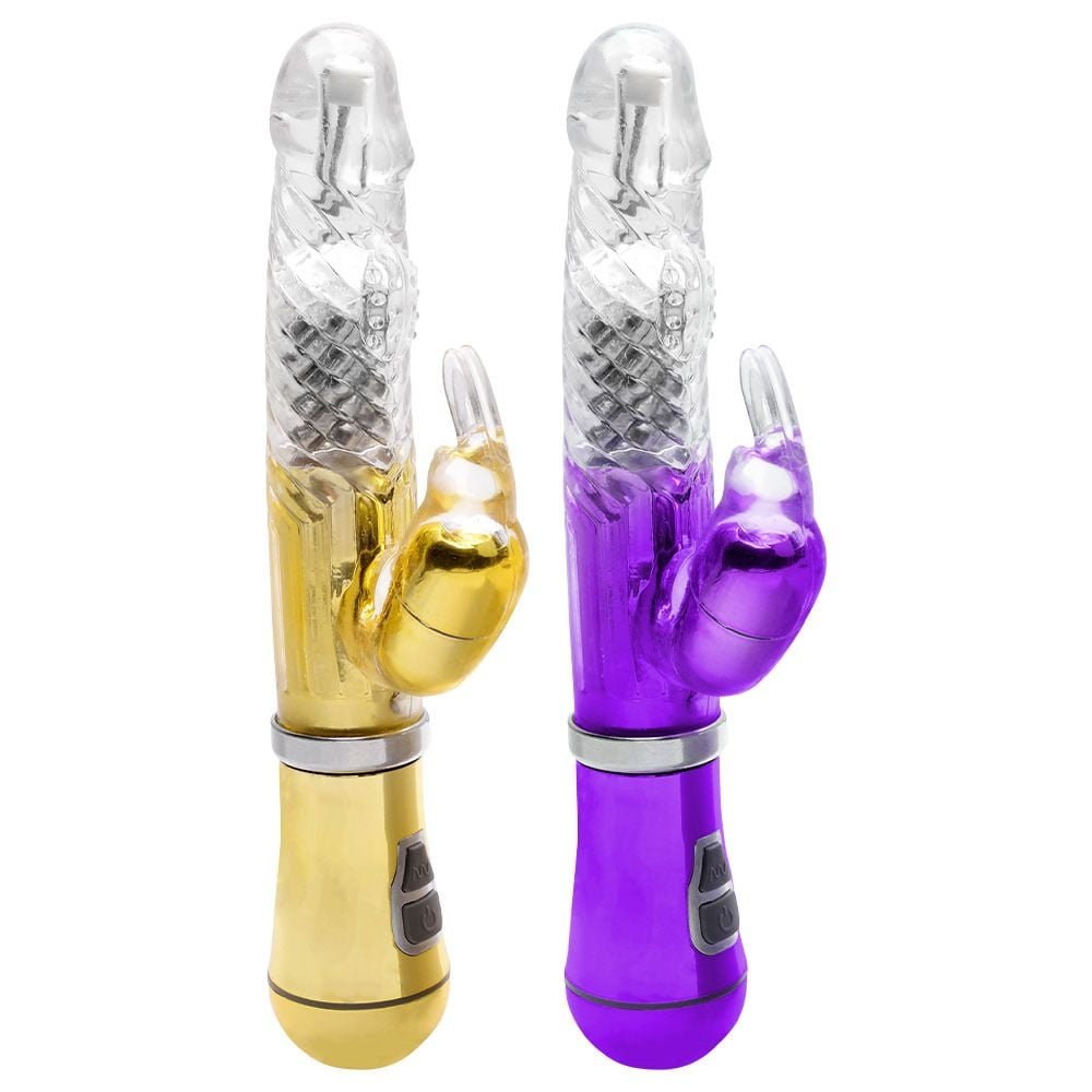 Vibrador Rotativo Coelho Cromado Pilha Sexy Import