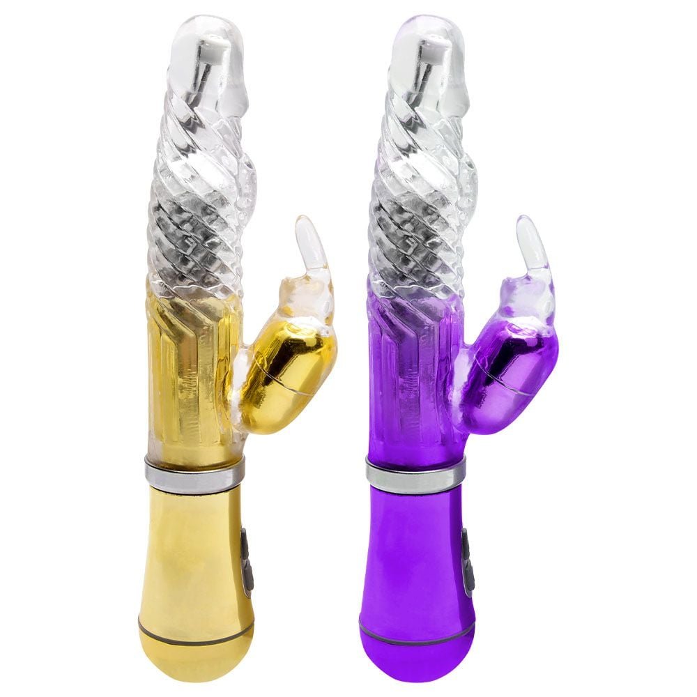 Vibrador Rotativo Coelho Cromado Pilha Sexy Import