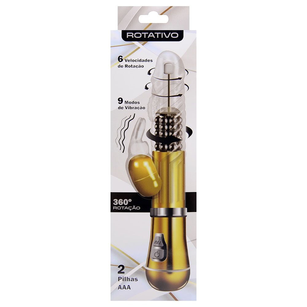 Vibrador Rotativo Coelho Cromado Pilha Sexy Import