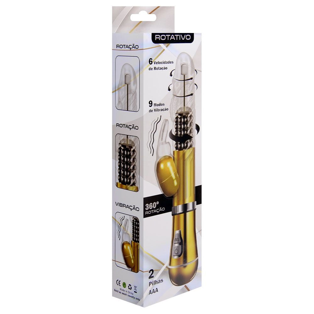 Vibrador Rotativo Coelho Cromado Pilha Sexy Import