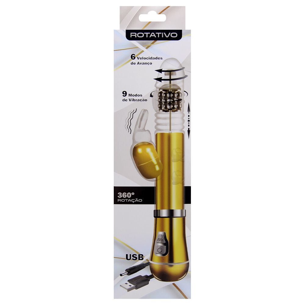 Vibrador Rotativo Cromado Vai Vem Usb Sexy Import